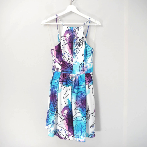 Tiger Mist Floral Watercolor Print Dress Size M - Picture 2 of 12